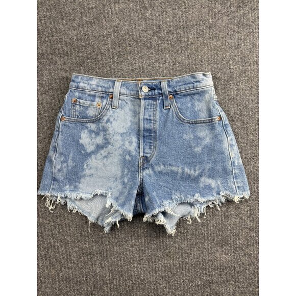 Levi's Denim Shorts Womens 25 Button Fly Cutoff Raw Hem Acid Wash 56327-0055 - Picture 1 of 7